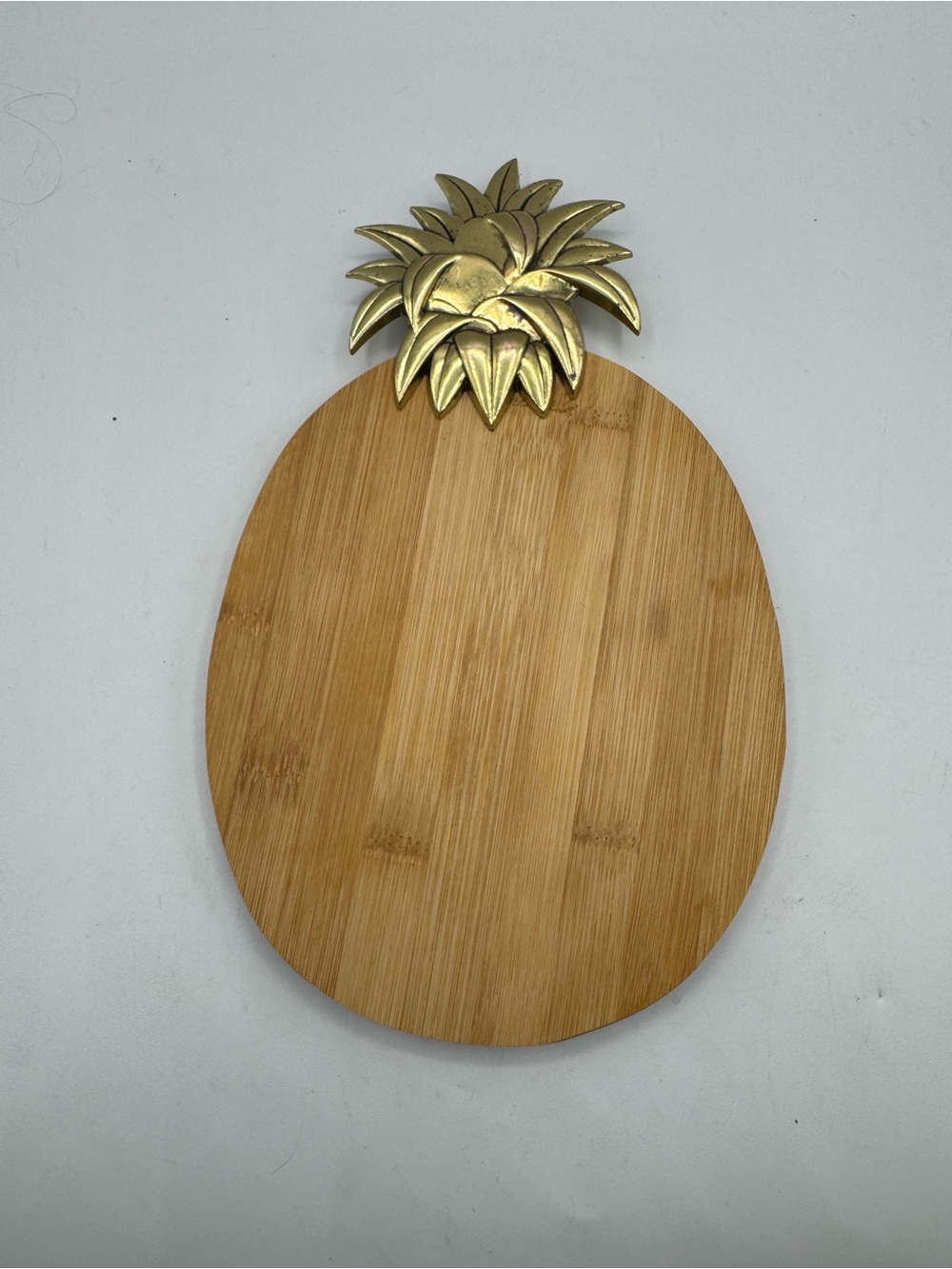 Pineapple Cutting Board Butcher Block Wood Brass Beach Tropical Cheese Server